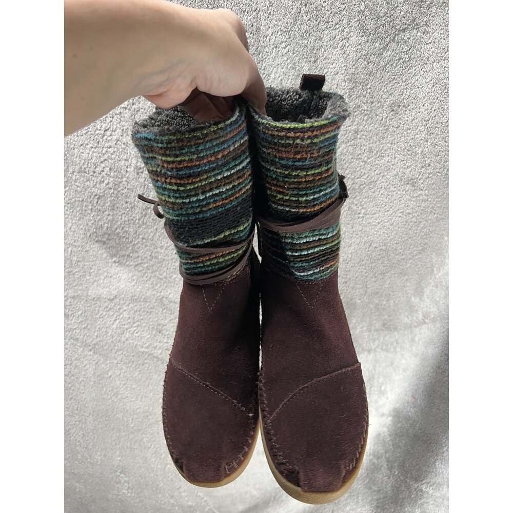 Tom's Nepal Women's 6.5 Suede Black Suede Winter Boots Faux Fur Lined - Picture 5 of 7